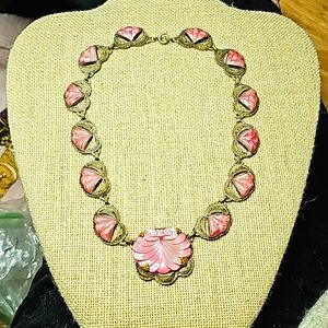 Pink Shell Czech Necklace